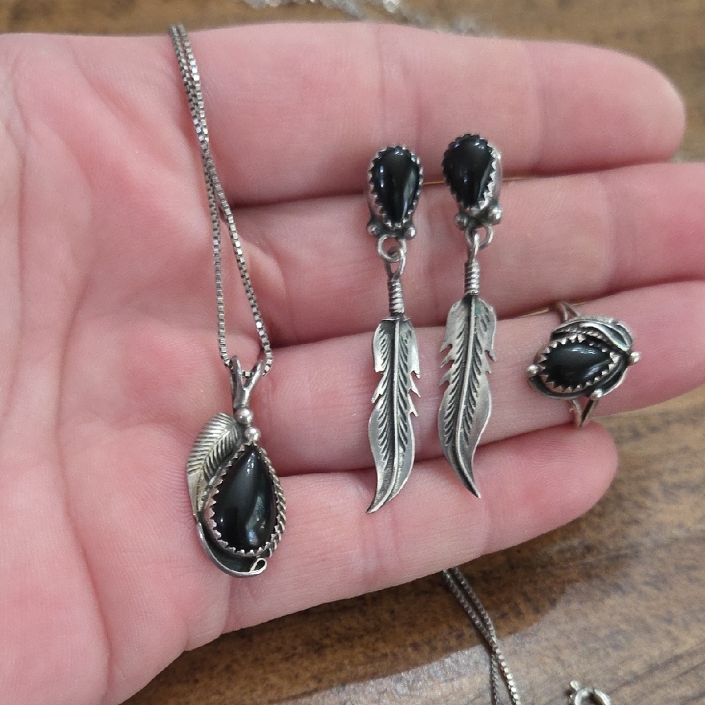 Elegant Silver and Black Jewelry Set